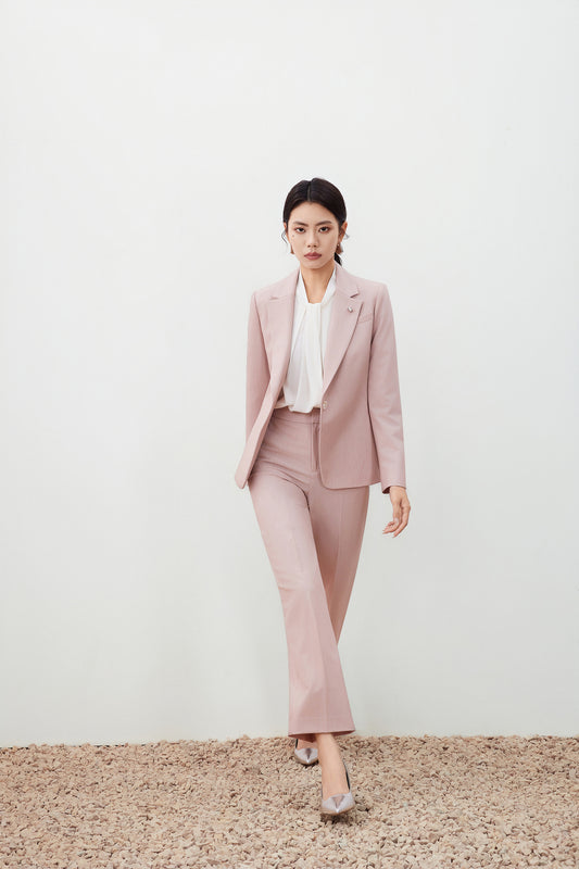 Notch Lapel Long Sleeve Suit Blazer With Brooch