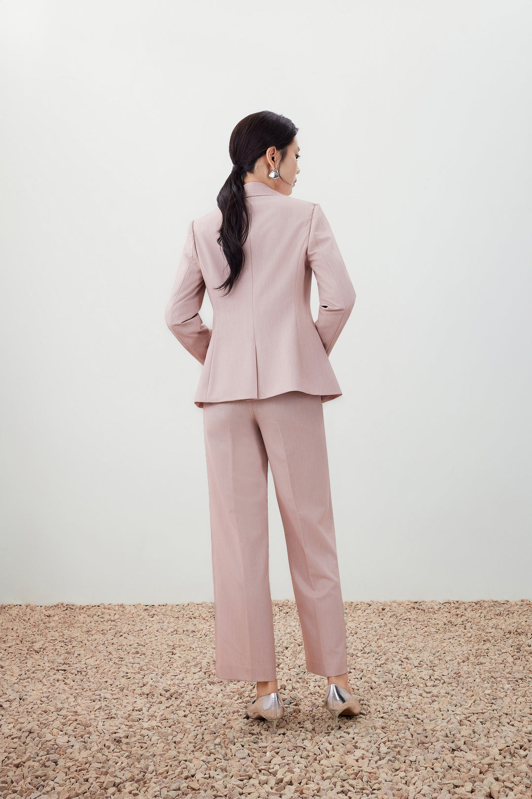 Notch Lapel Long Sleeve Suit Blazer With Brooch