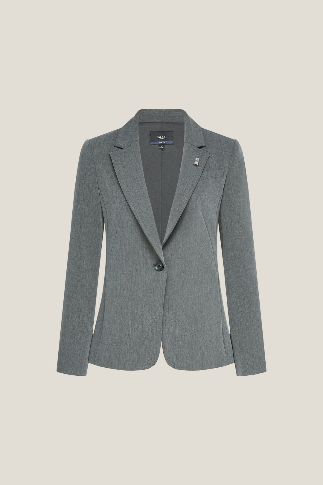 G2000 WOMAN-notch-lapel-long-sleeve-suit-blazer-with-brooch-56212123-Grey