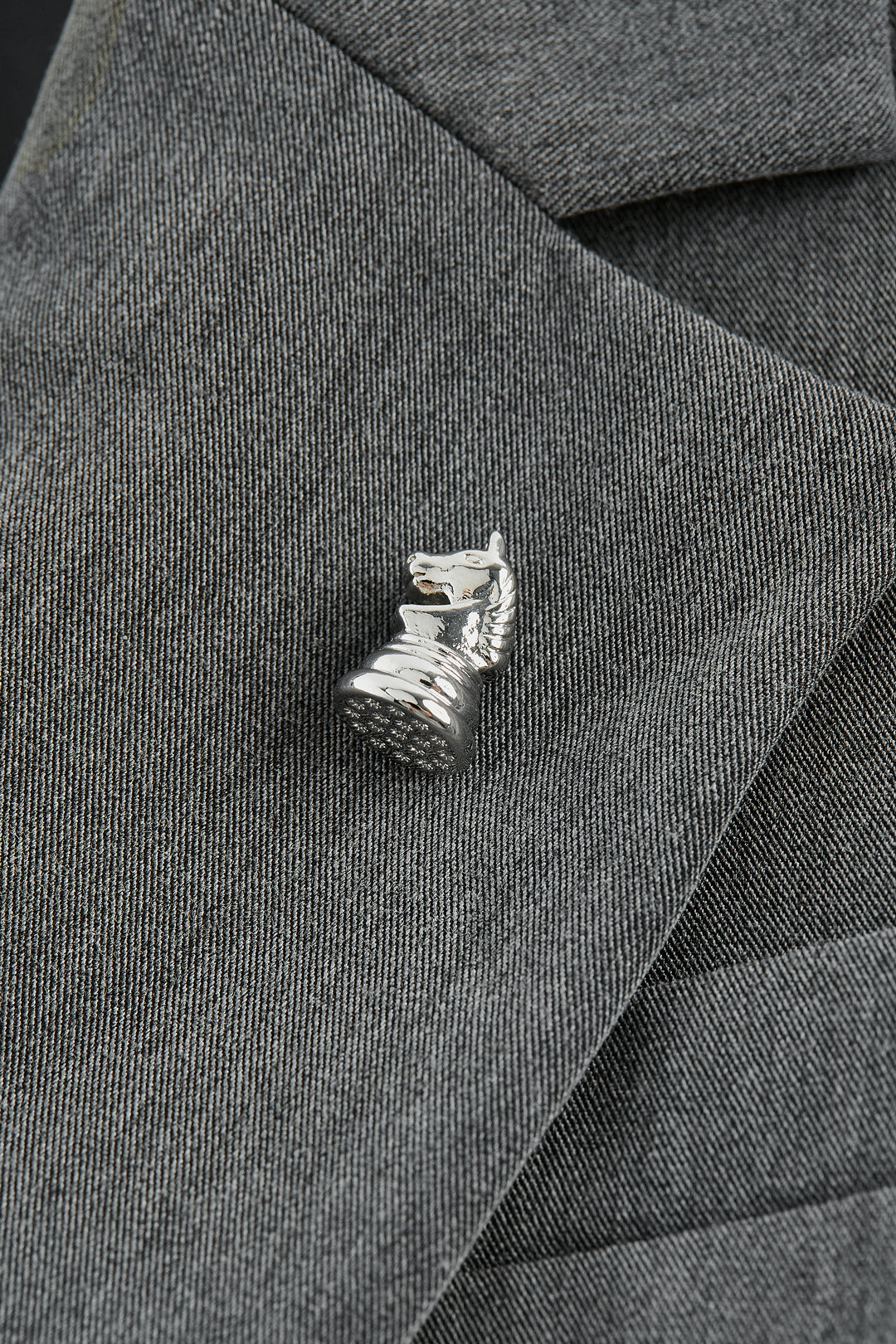 Notch Lapel Long Sleeve Suit Blazer With Brooch