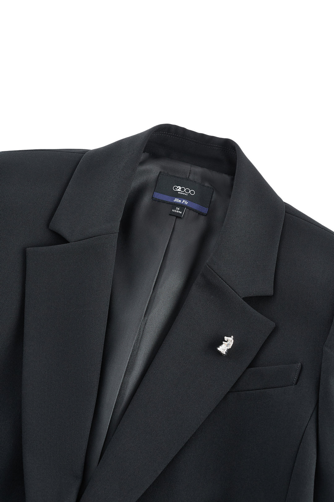 Notch Lapel Long Sleeve Suit Blazer With Brooch