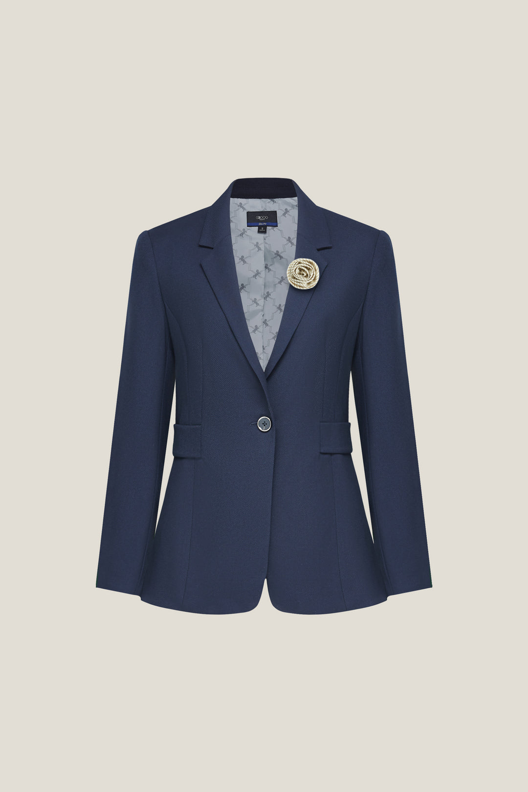 G2000 WOMAN-notch-lapel-long-sleeve-suit-blazer-with-brooch-56212133-Blue