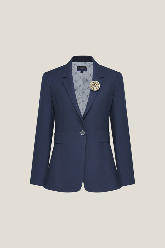 G2000 WOMAN-notch-lapel-long-sleeve-suit-blazer-with-brooch-56212133-Blue