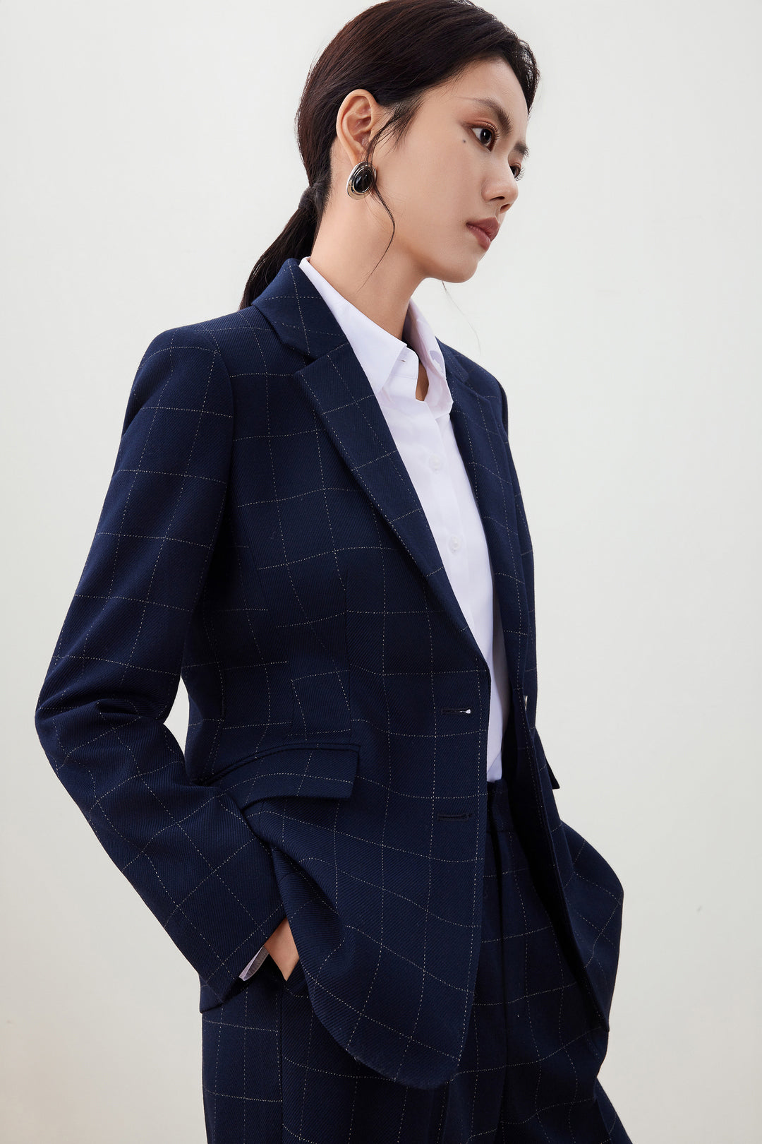 Twill 標準領套裝西裝外套(配腰帶)