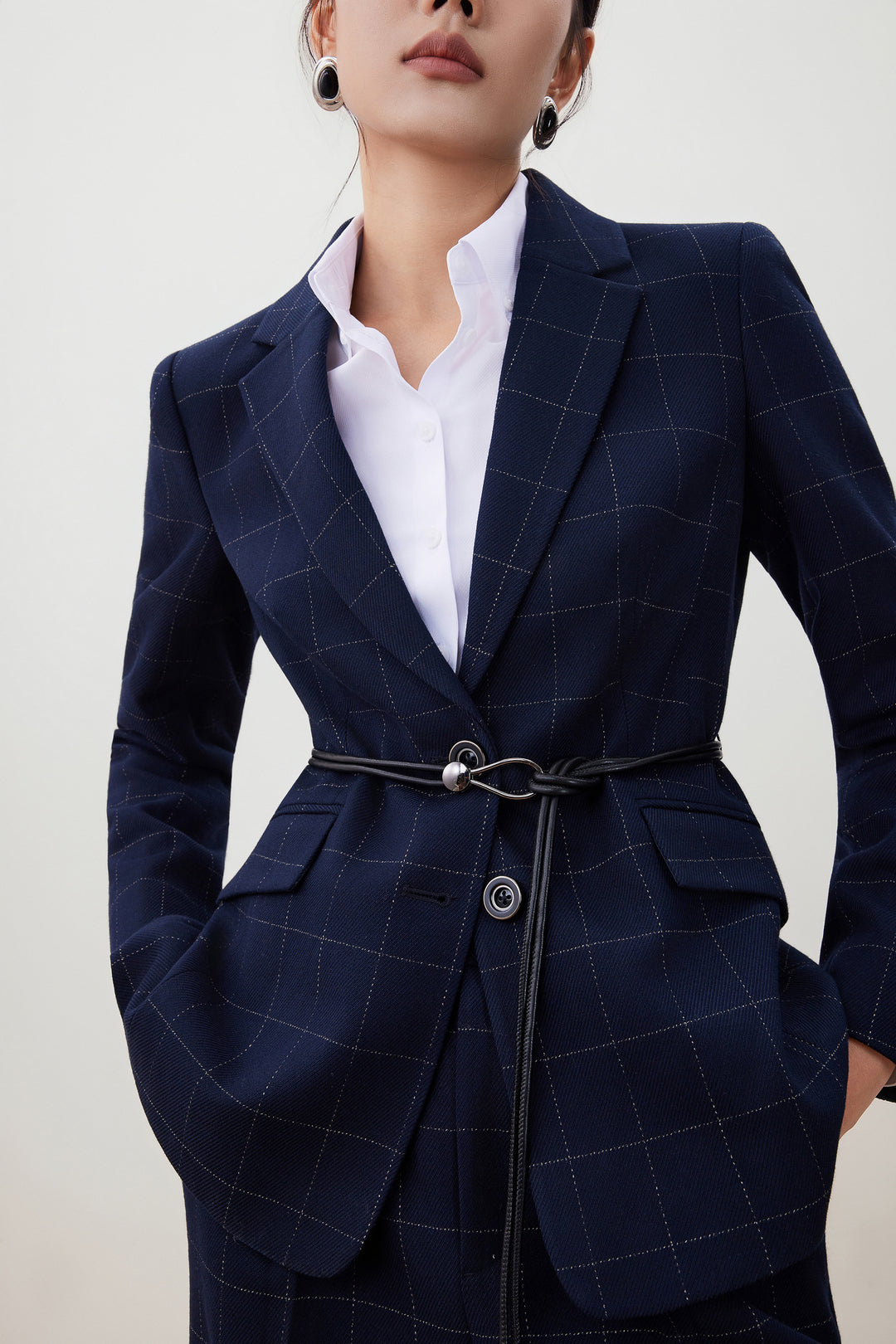 Twill 標準領套裝西裝外套(配腰帶)