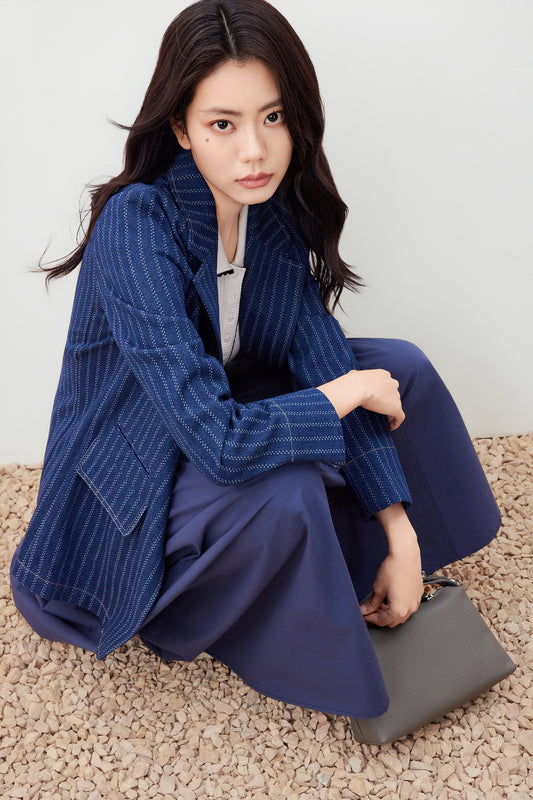 G2000 WOMAN-denim-notch-lapel-blazer-56212637-Blue