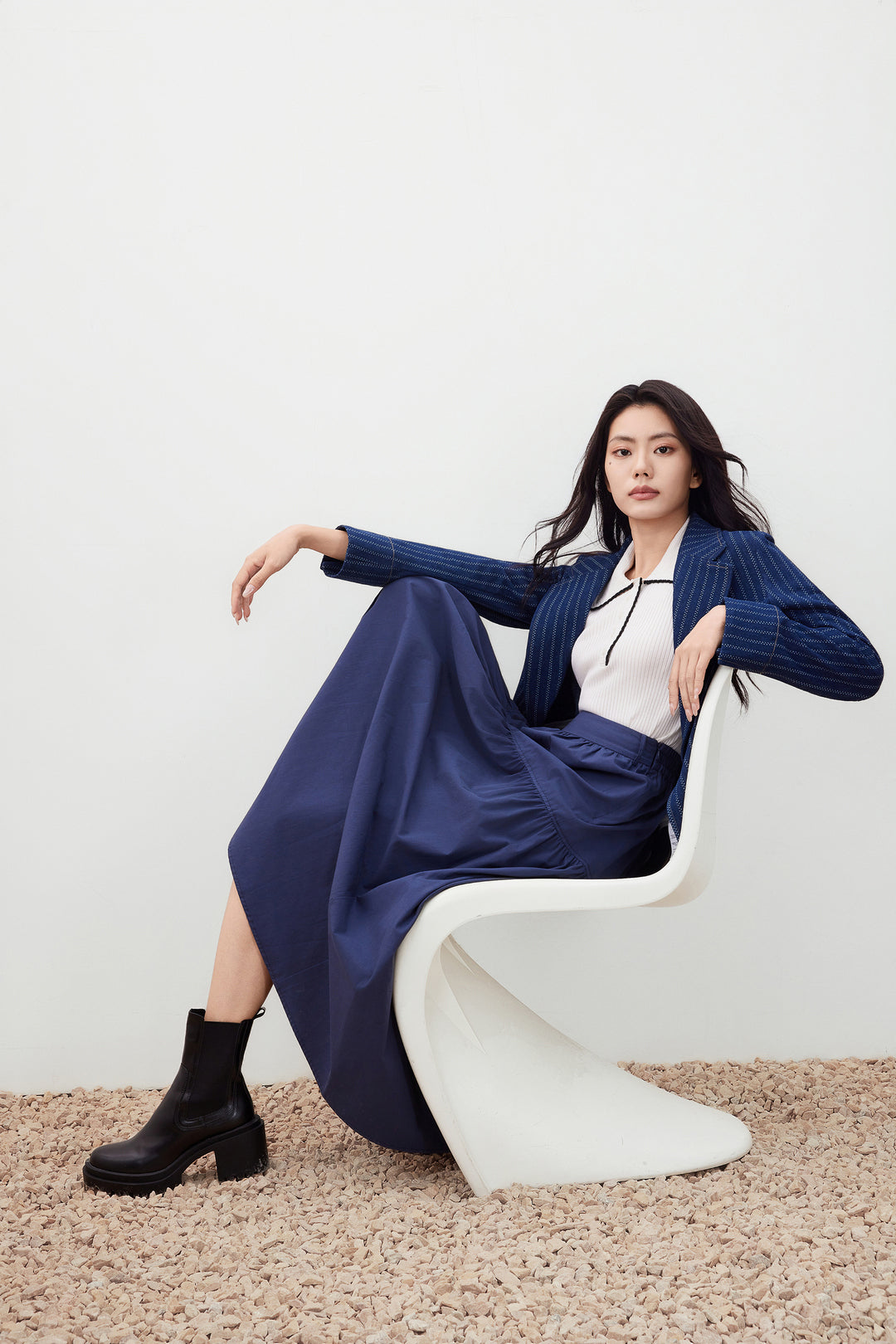 Denim 標準領獨立西裝外套