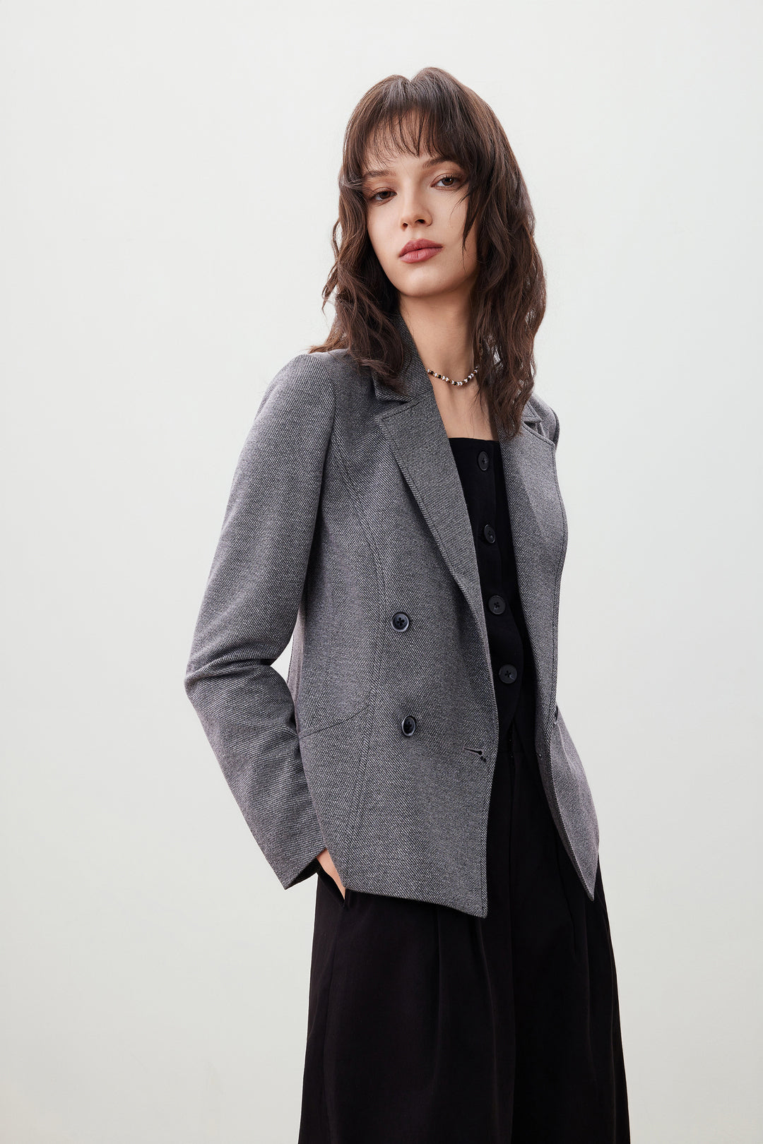 Notch Lapel Long Sleeve Blazer