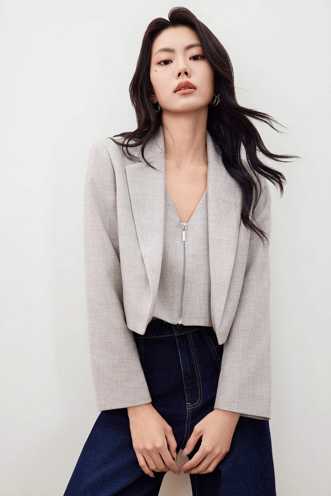 G2000 WOMAN-peak-lapel-long-sleeve-blazer-56212687-Grey