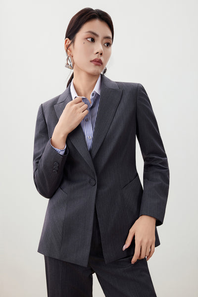 G2000 WOMAN-wool-collection-anti-static-peak-lapel-suit-blazer-56214013-Grey