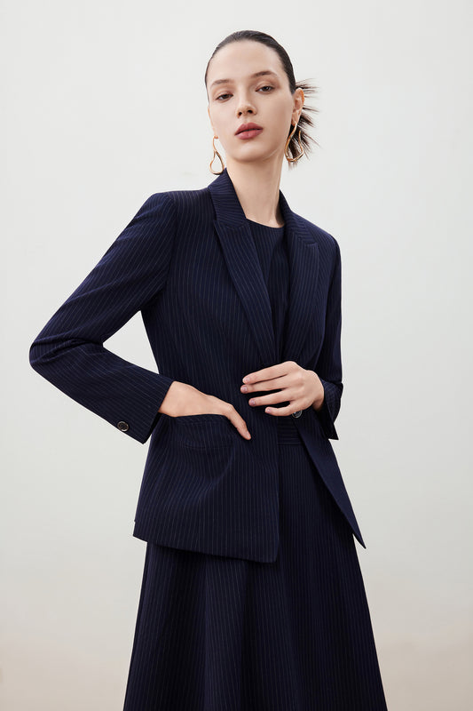G2000 WOMAN-wool-blend-peak-lapel-suit-blazer-56215074-Blue