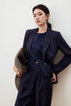 G2000 WOMAN-notch-lapel-long-sleeve-suit-blazer-with-tie-56216115-Blue
