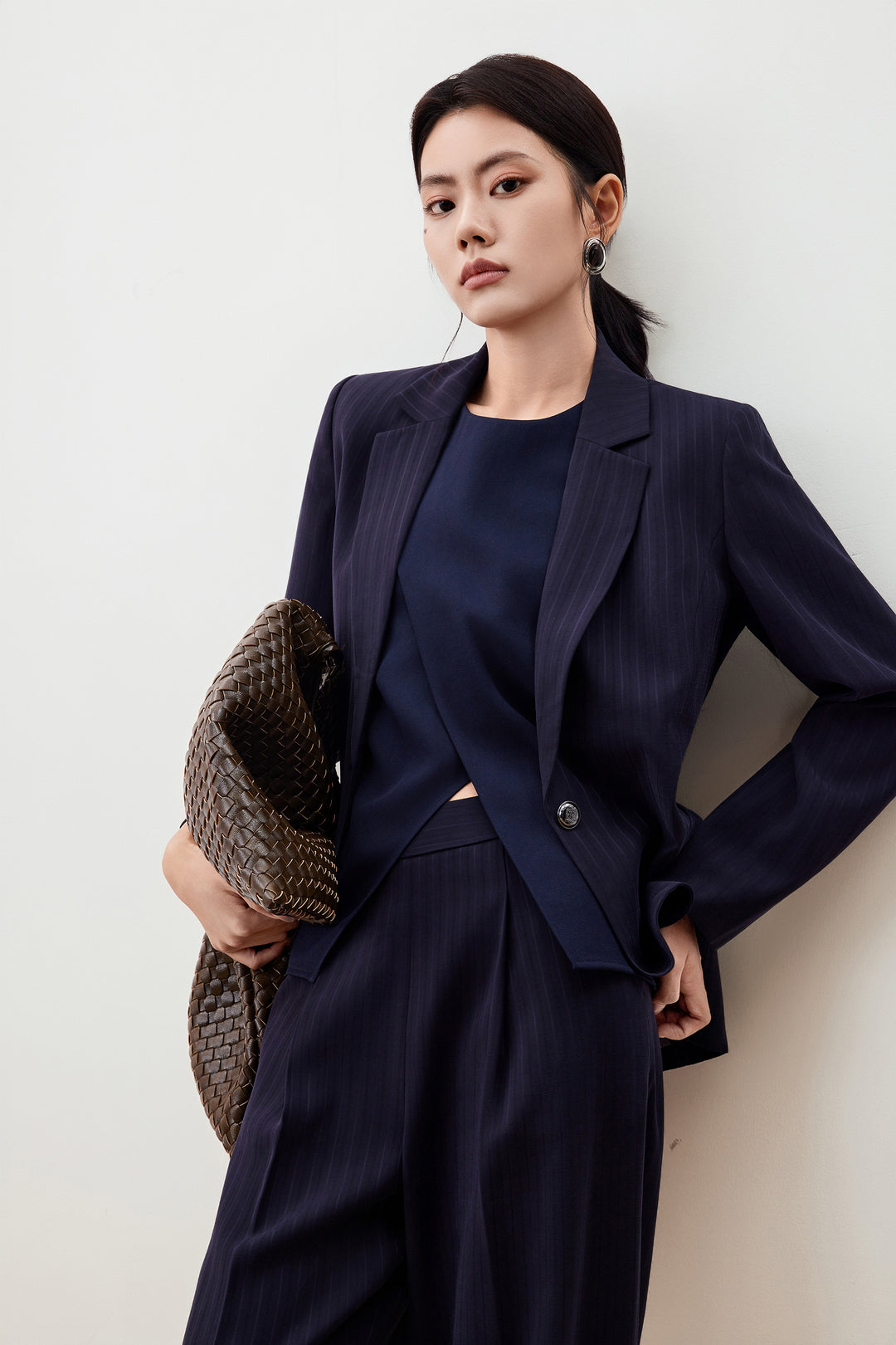 G2000 WOMAN-notch-lapel-long-sleeve-suit-blazer-with-tie-56216115-Blue
