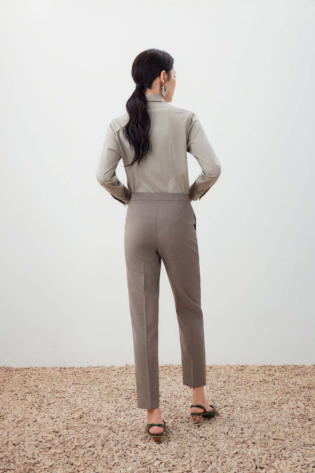 Twill 翻領長袖商務恤衫(配項鏈)