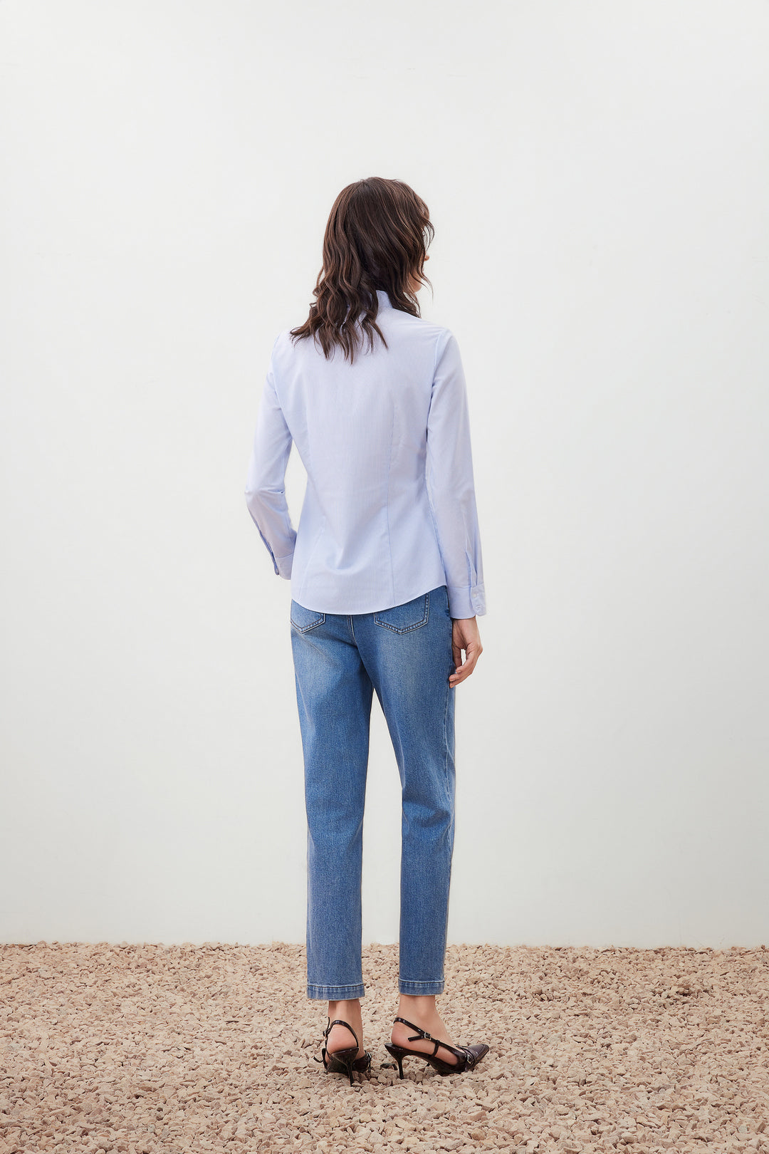 Non-Iron Lapel Collar Long-Sleeve Dress Shirt With Detachable Tie