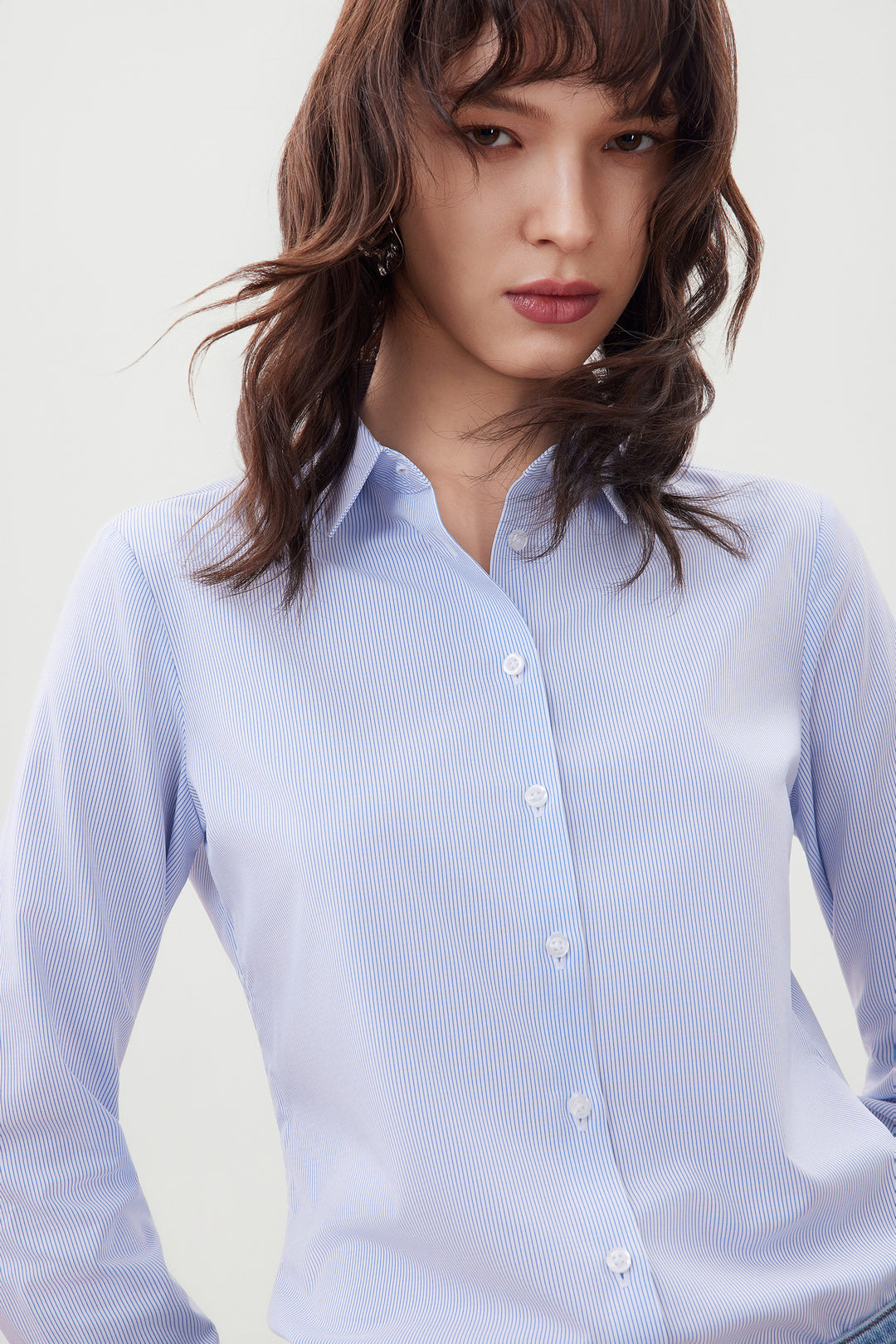 Non-Iron Lapel Collar Long-Sleeve Dress Shirt With Detachable Tie