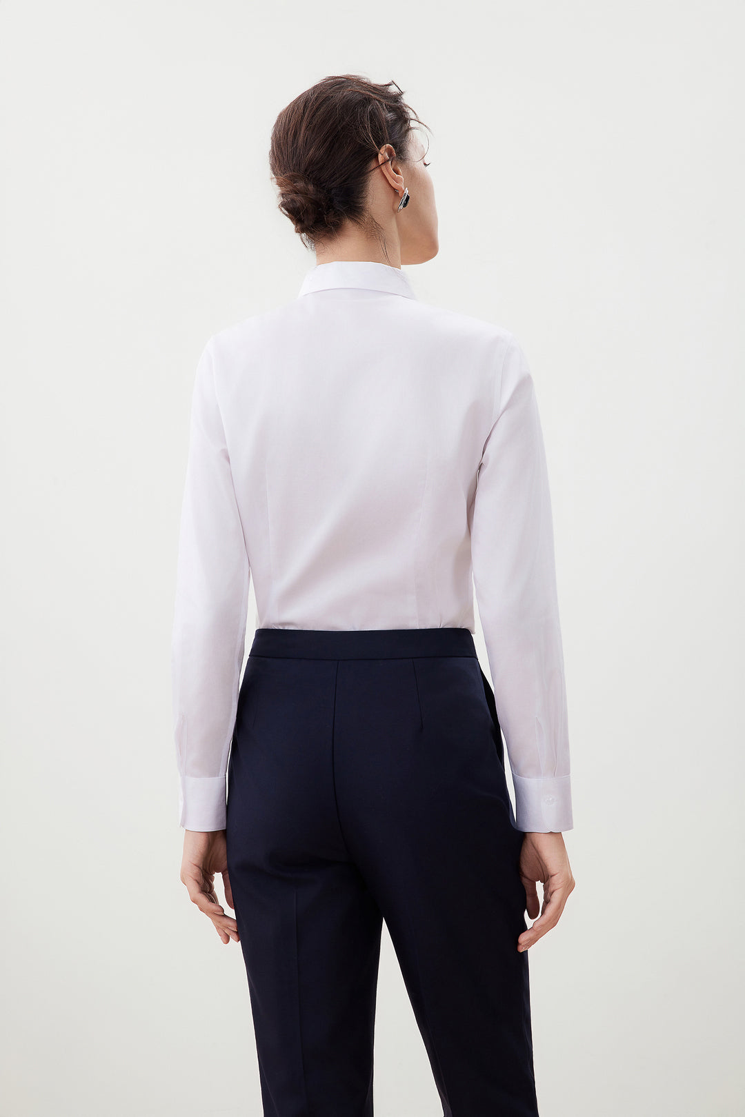 Non-Iron Lapel Collar Long-Sleeve Dress Shirt With Brooch