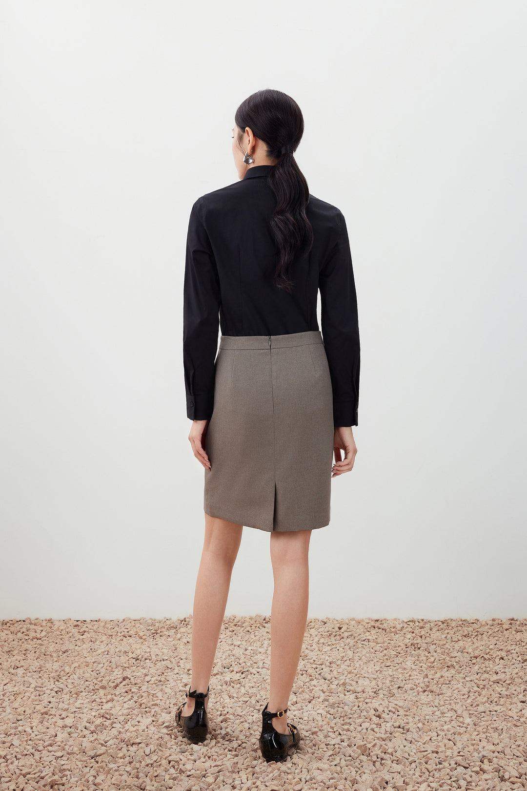 Easy Care 翻領長袖商務恤衫(配可拆卸領帶)