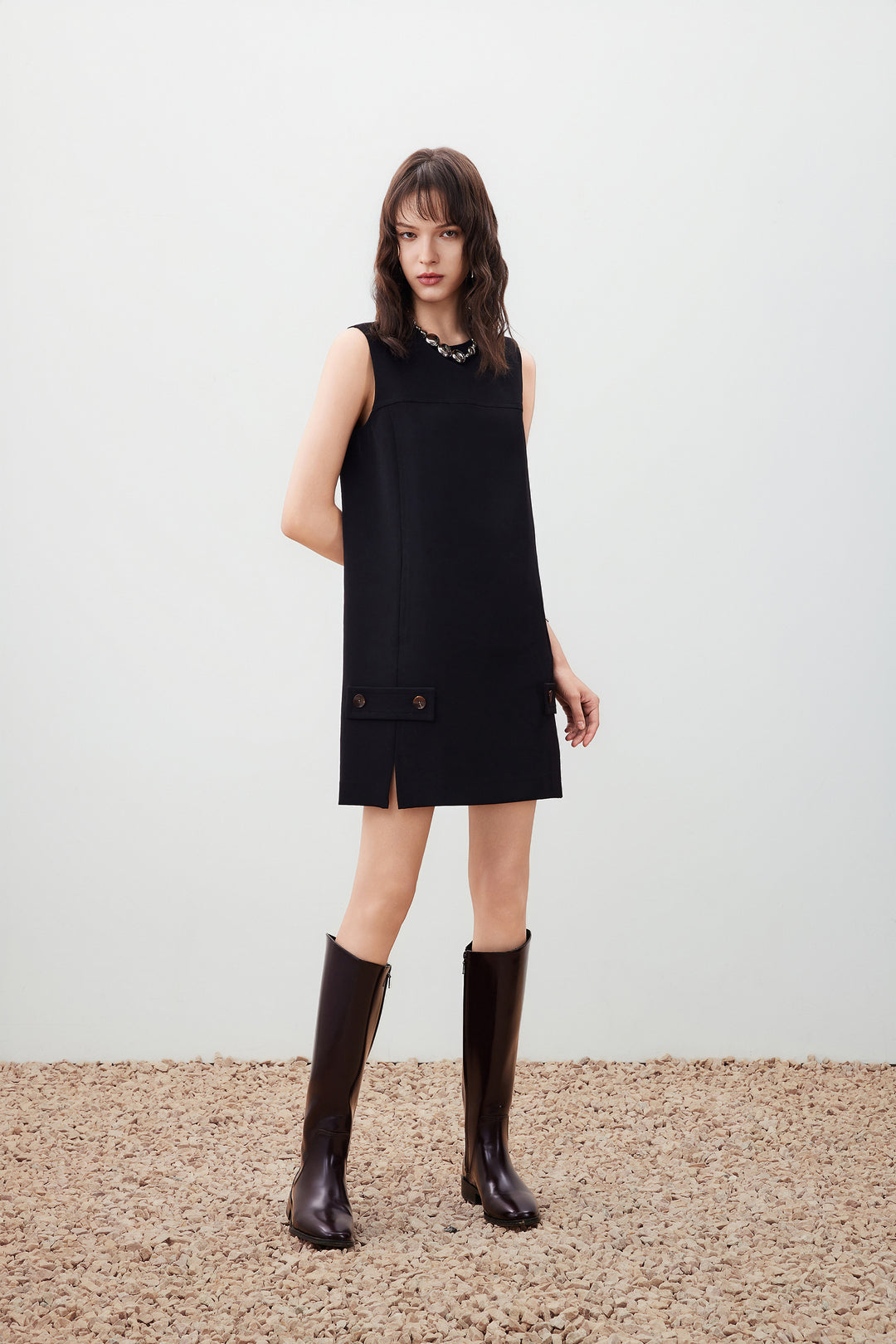 圓領無袖連身裙