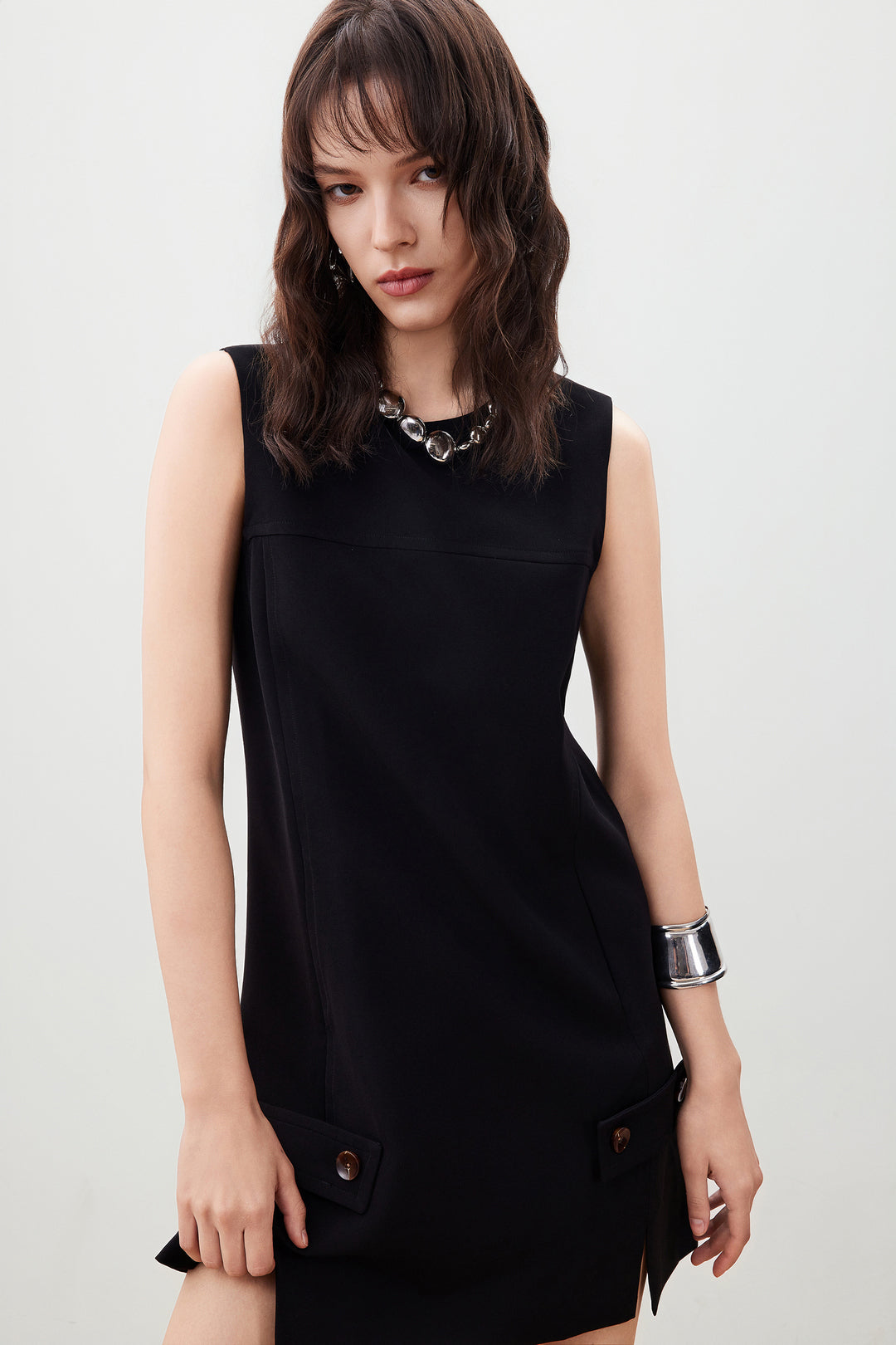 圓領無袖連身裙