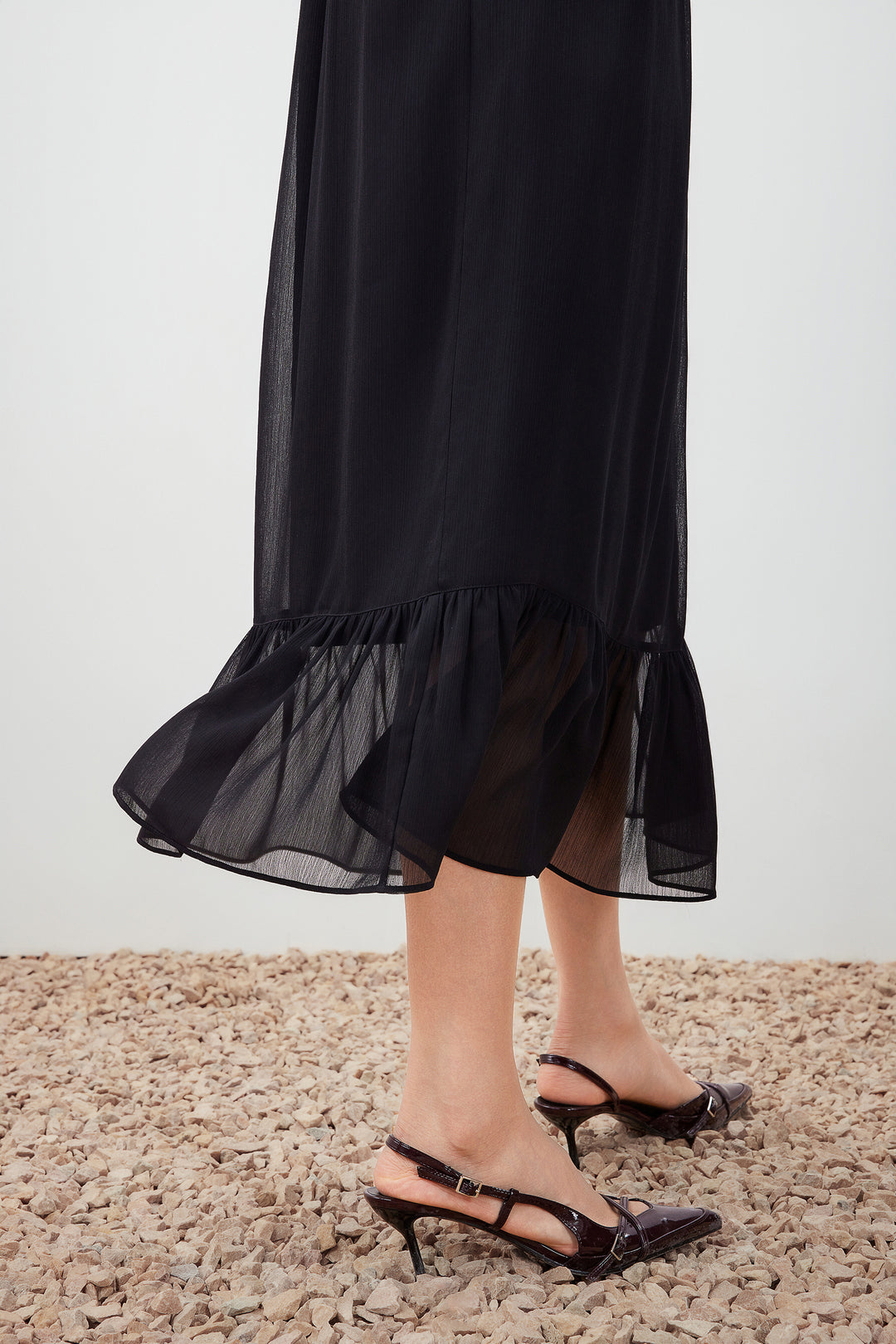 Chiffon 綁帶領連身裙(配領帶)