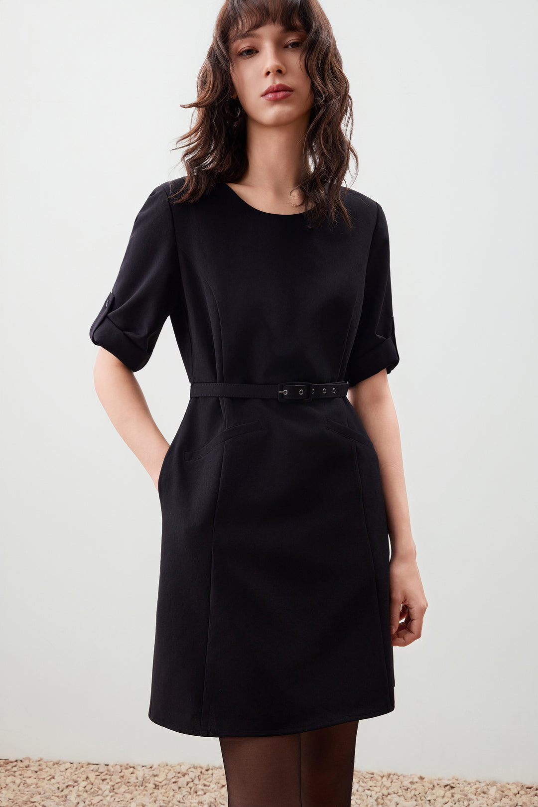 G2000 WOMAN-water-repellent-round-neck-dress-56231242-Black