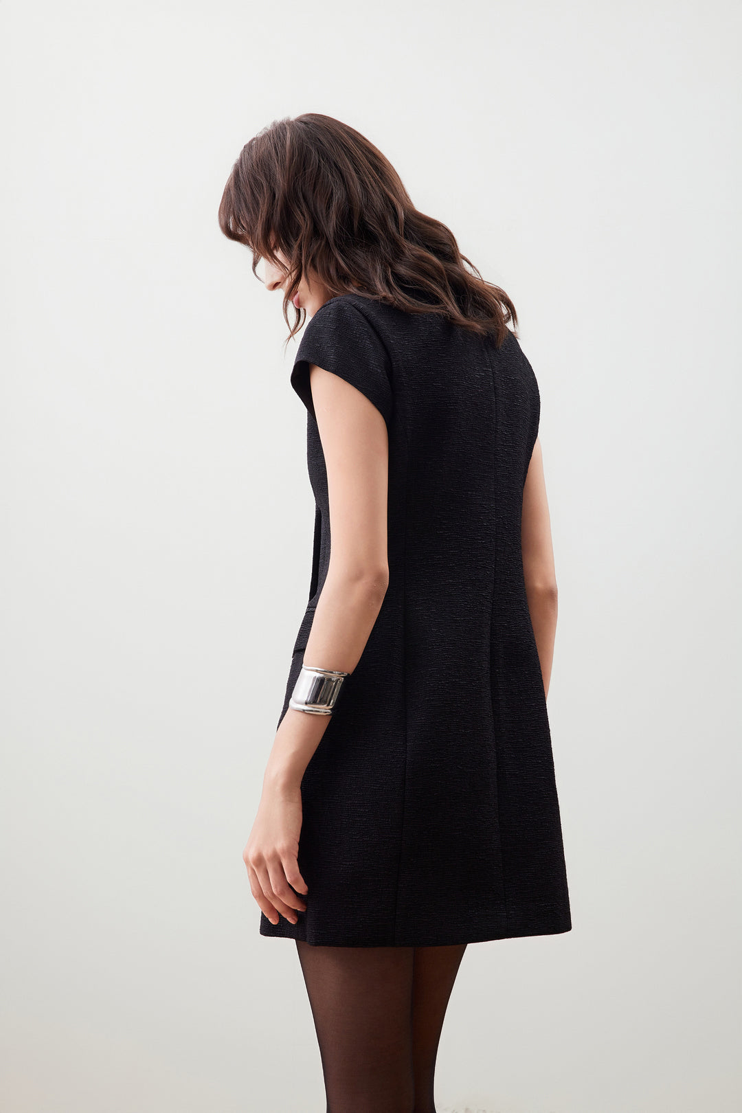 Textured 翻領連身裙