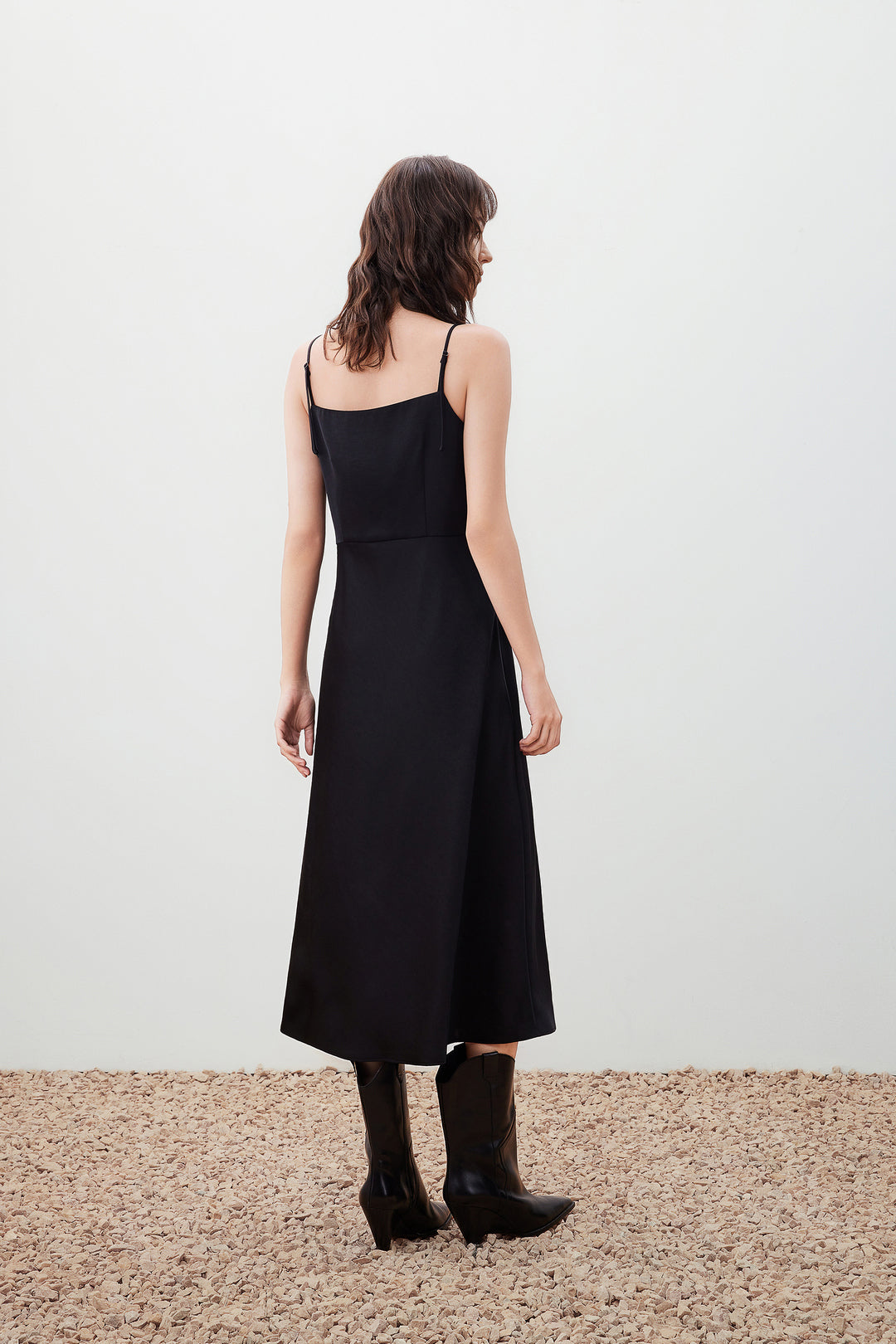 Satin 方領連身裙