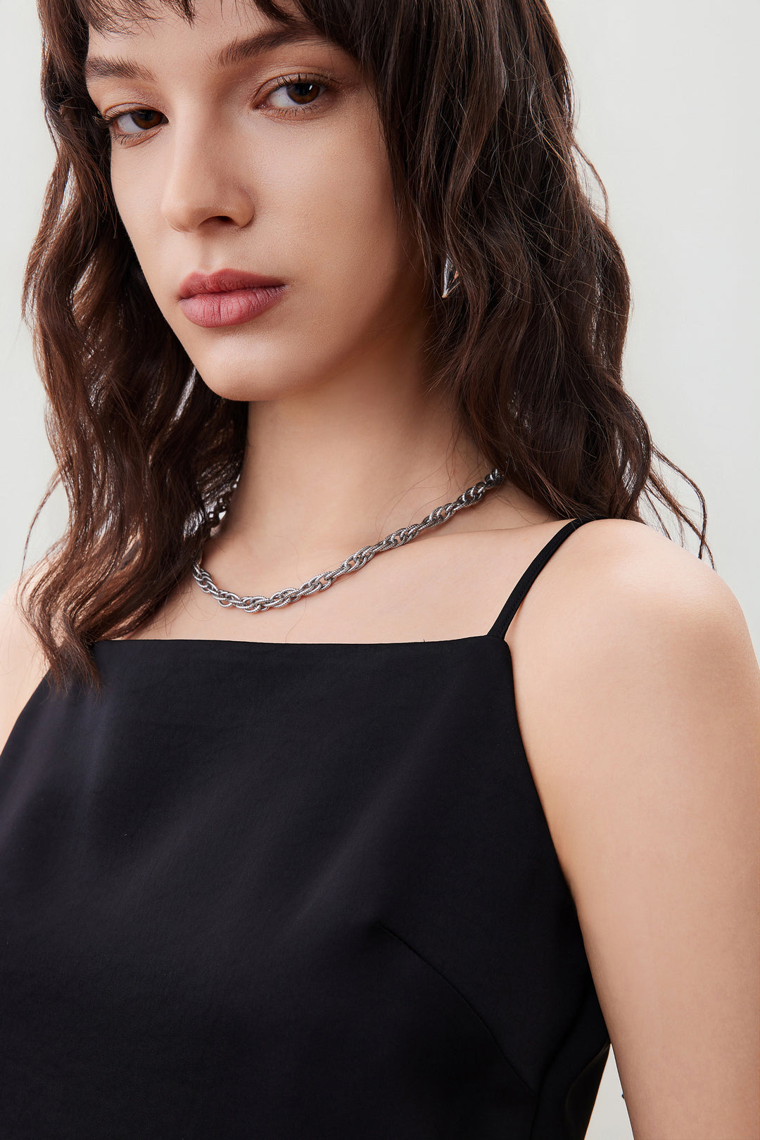 Satin 方領連身裙