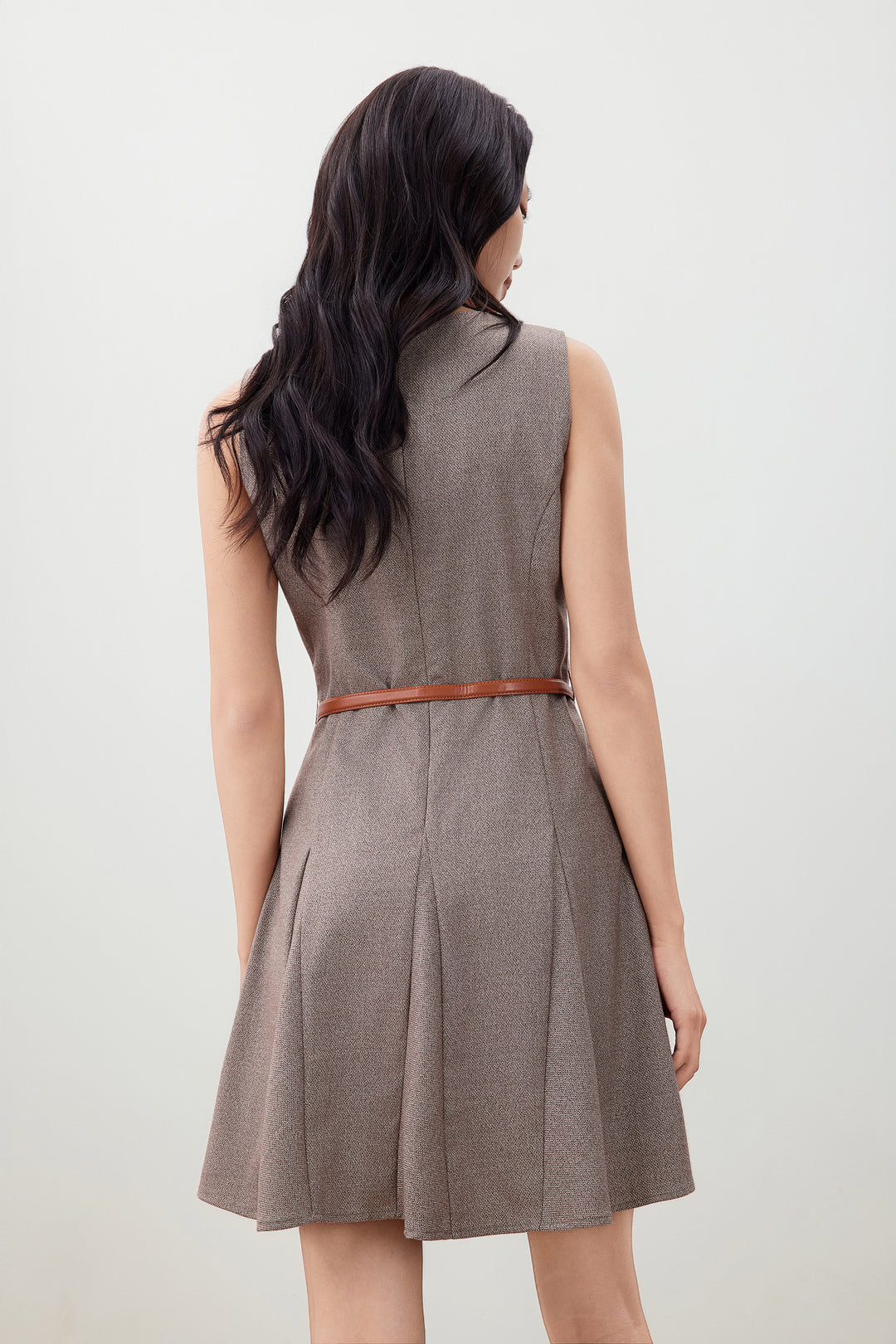 Textured 圓領連身裙