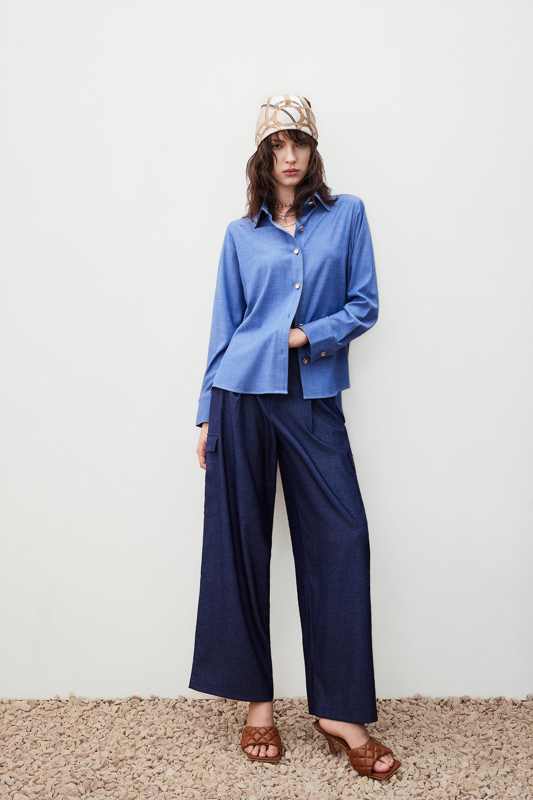 Denim 翻領休閒恤衫