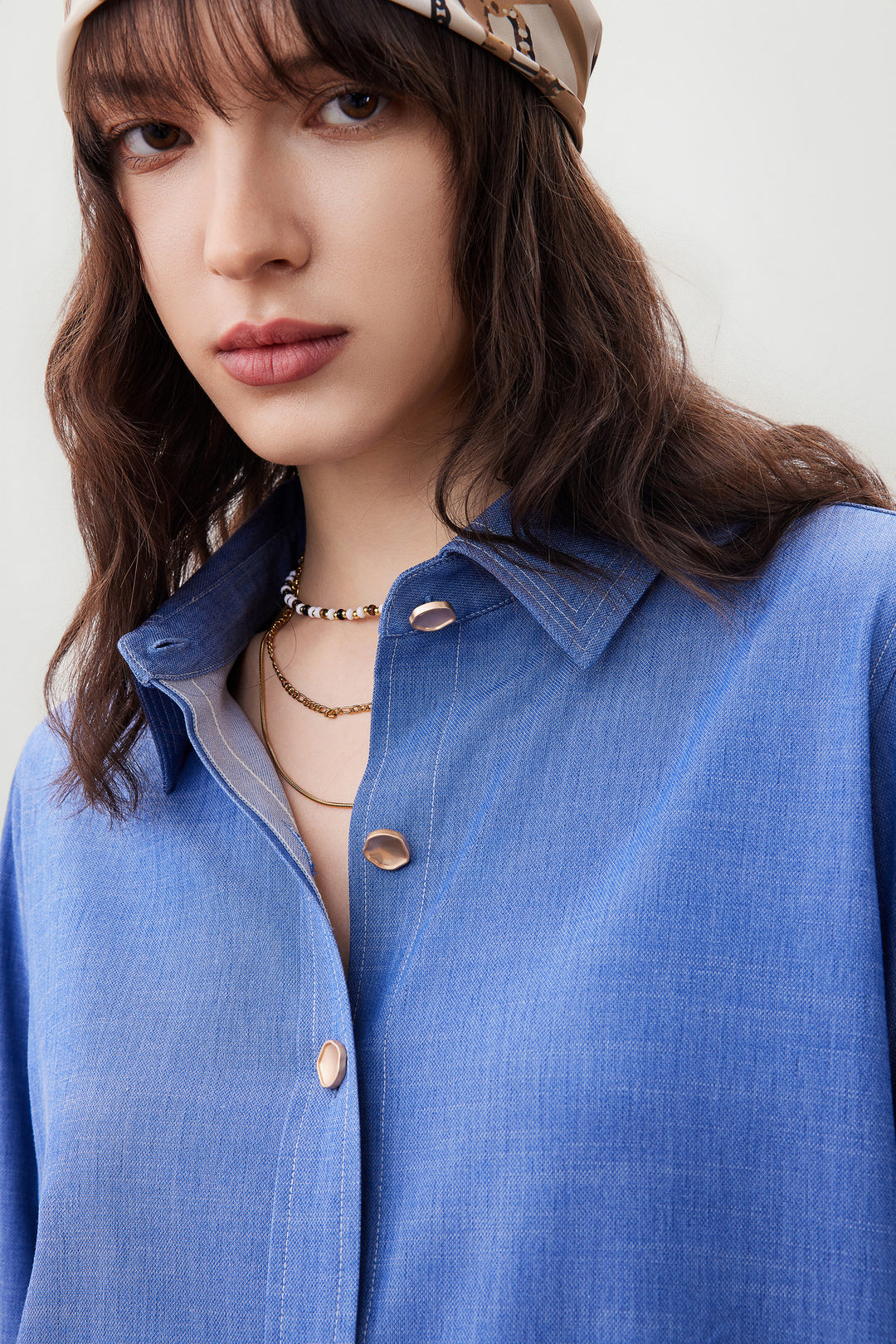 Denim 翻領休閒恤衫