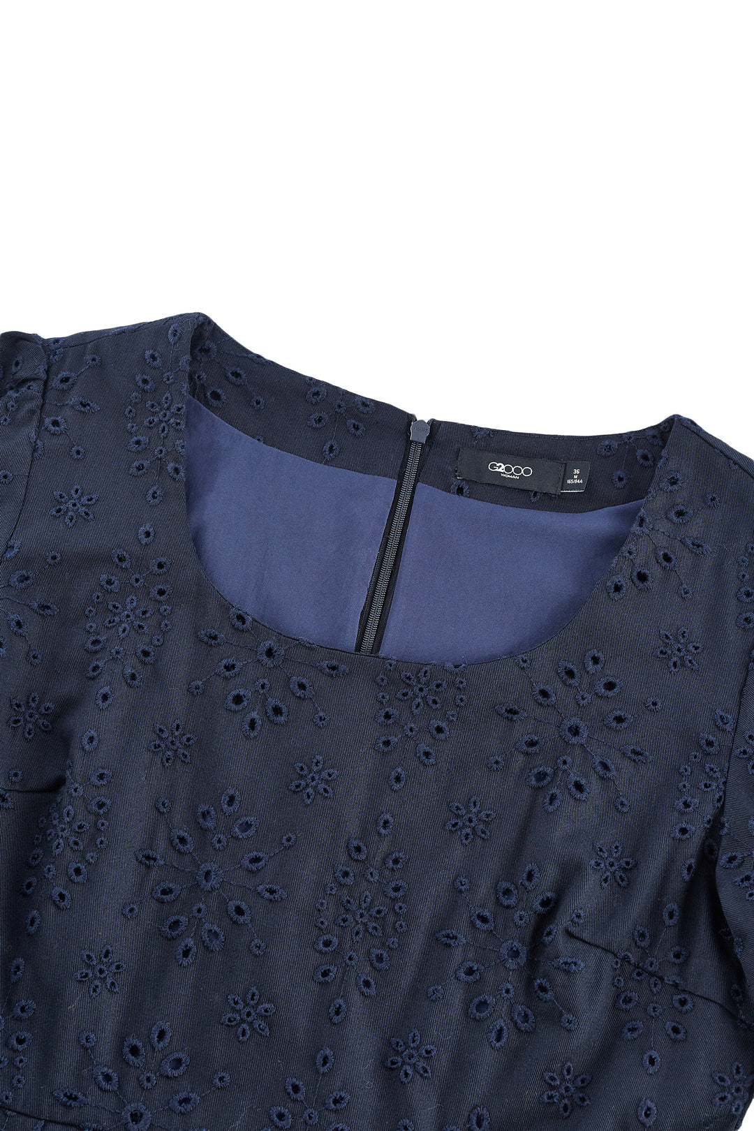 U形領中袖連身裙