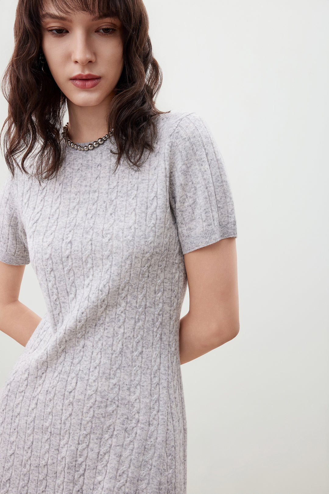 圓領短袖針織連身裙