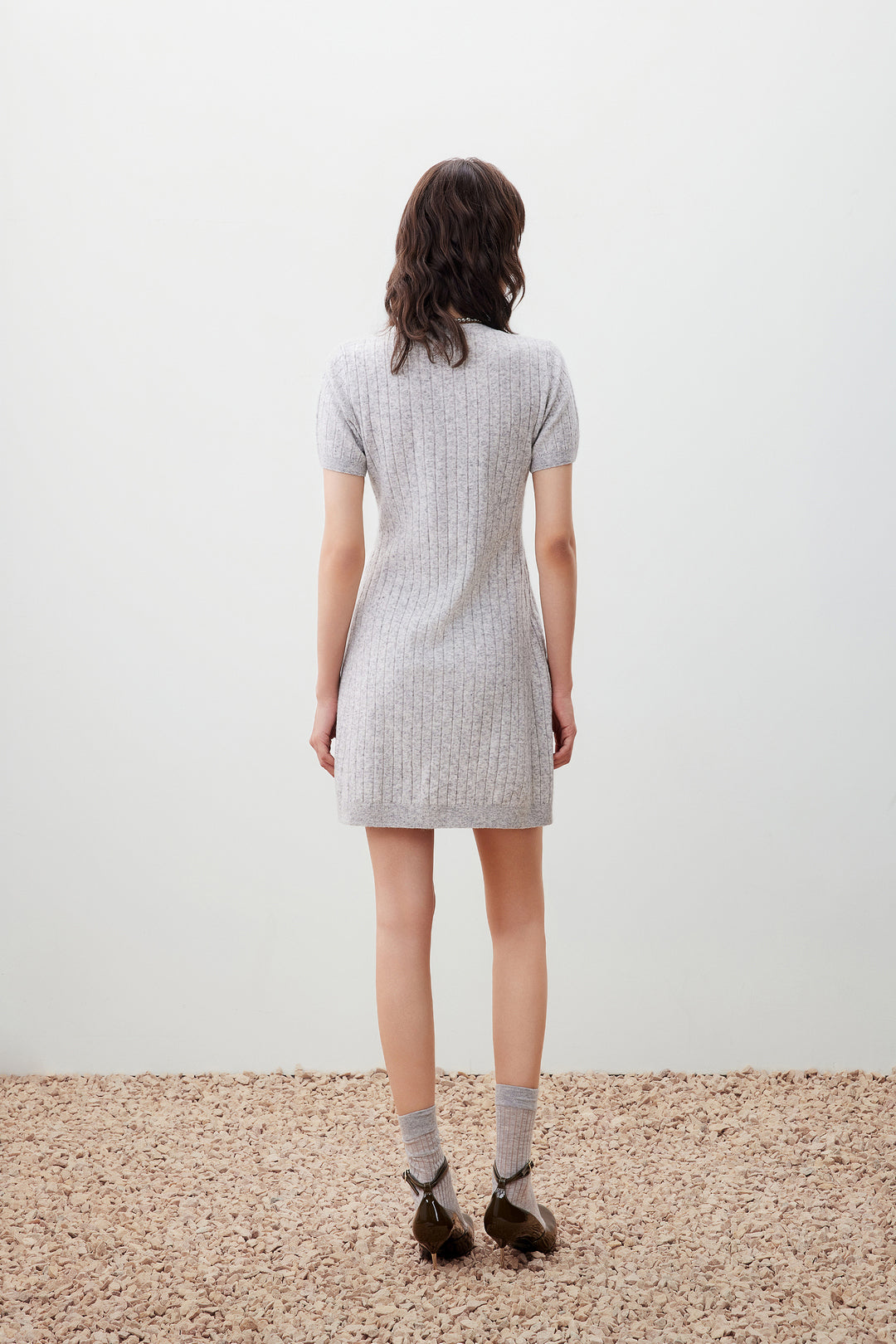 圓領短袖針織連身裙