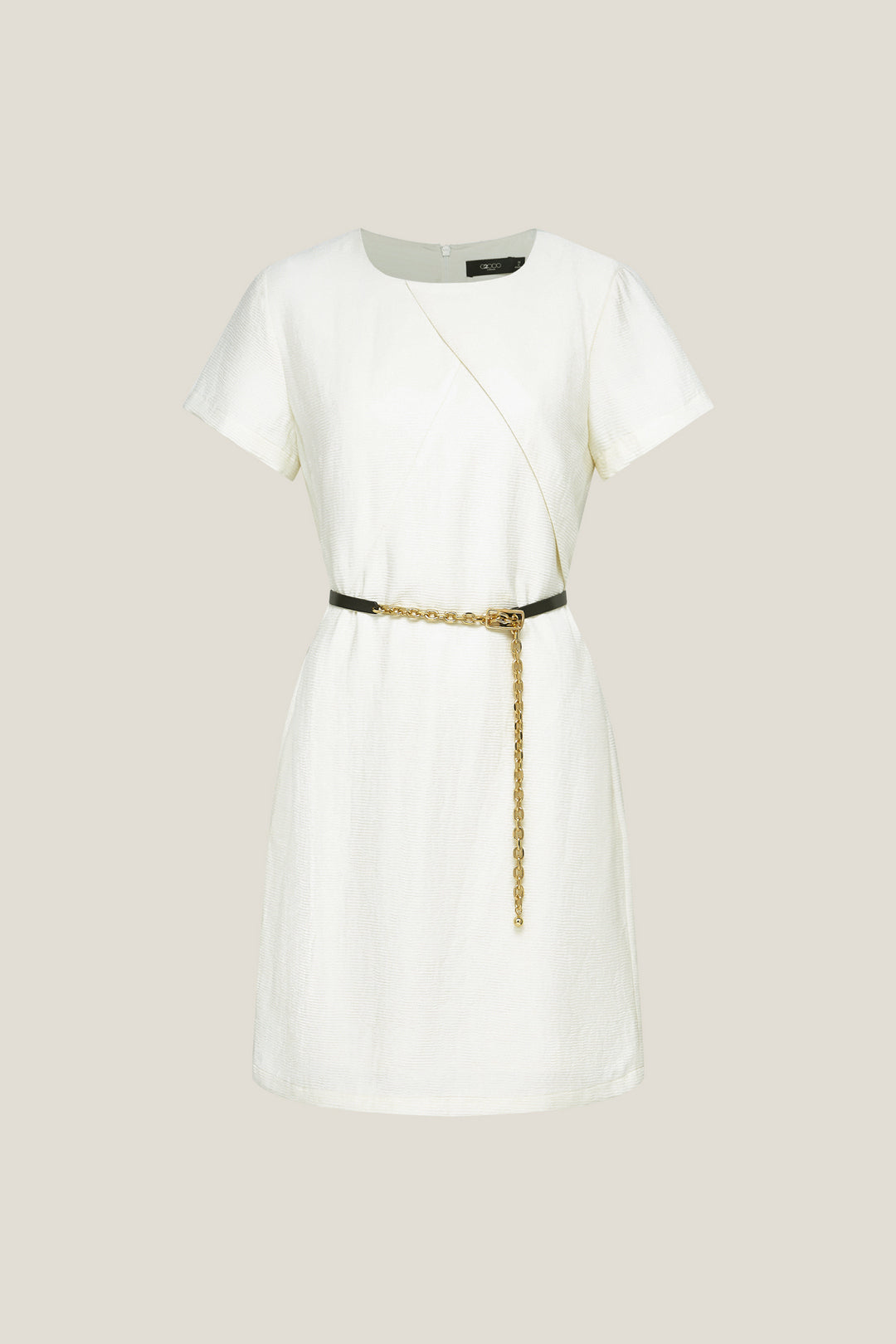 G2000 WOMAN-round-neck-short-sleeve-dress-with-belt-56236025-White