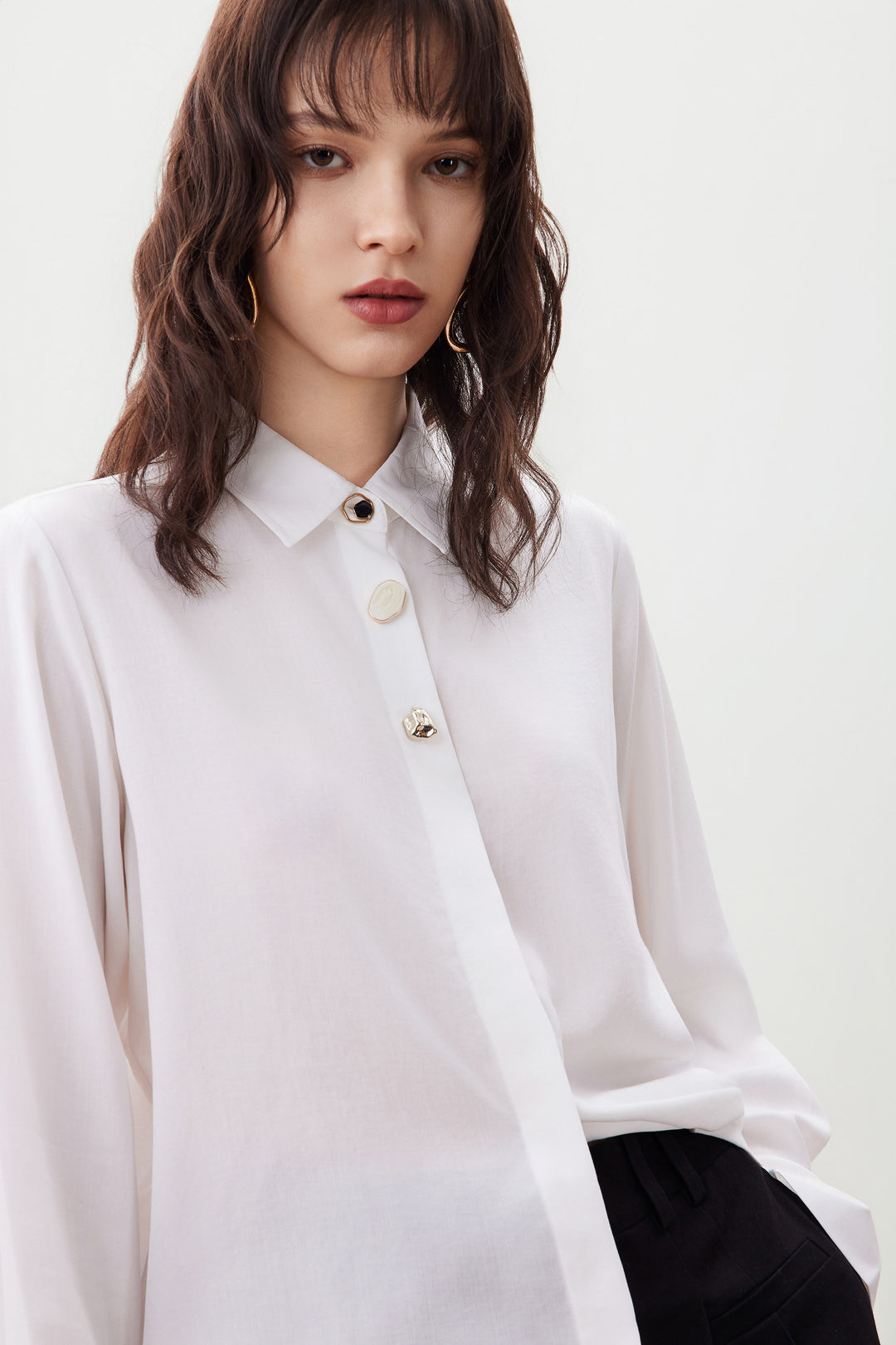 G2000 WOMAN-lyocell-lapel-collar-short-sleeve-casual-shirt-56237807-White