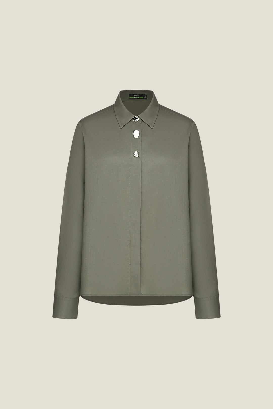 G2000 WOMAN-lyocell-lapel-collar-short-sleeve-casual-shirt-56237807-Green