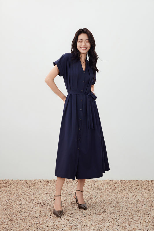 Multi-Way Stretch 恤衫領連身裙