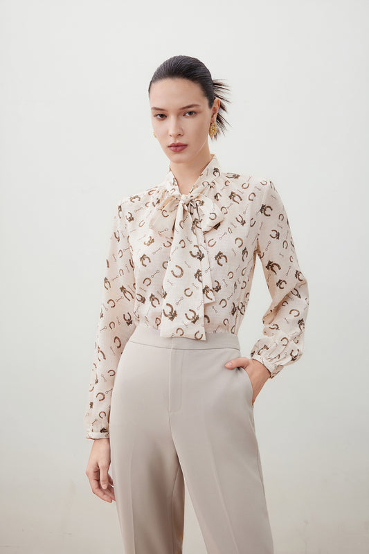 G2000 WOMAN-stand-collar-long-sleeve-long-sleeve-blouse-56241031-Beige