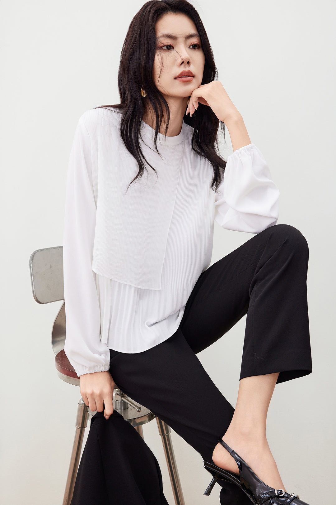 企領泡泡袖襯衫