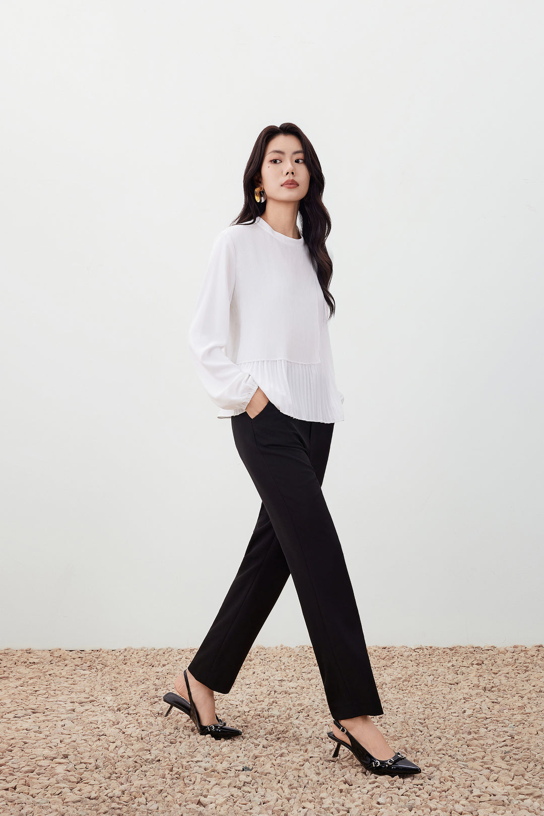 企領泡泡袖襯衫