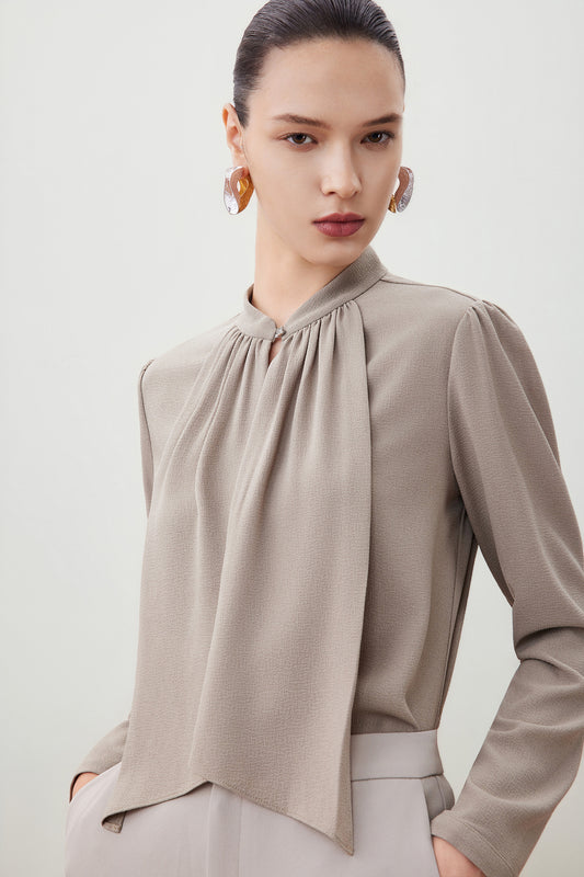 G2000 WOMAN-stand-collar-long-sleeve-long-sleeve-blouse-56241081-Green