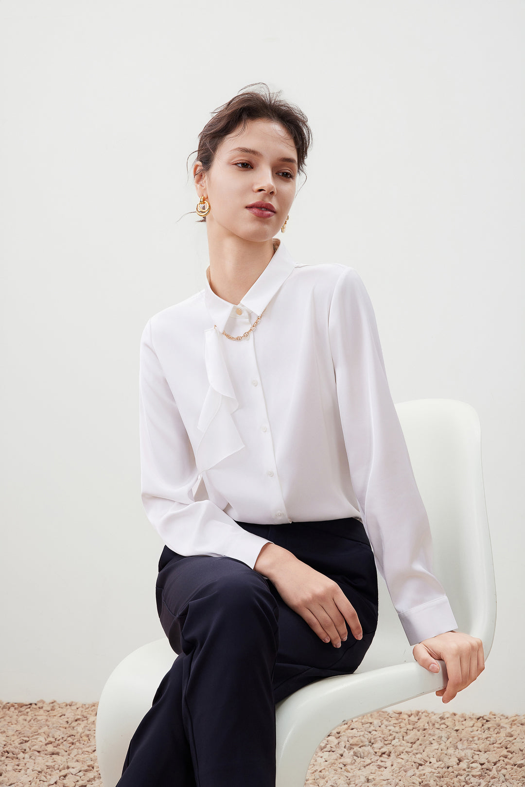G2000 WOMAN-satin-shirt-neck-long-sleeve-blouse-with-detachable-scarf-necklace-56241181-White