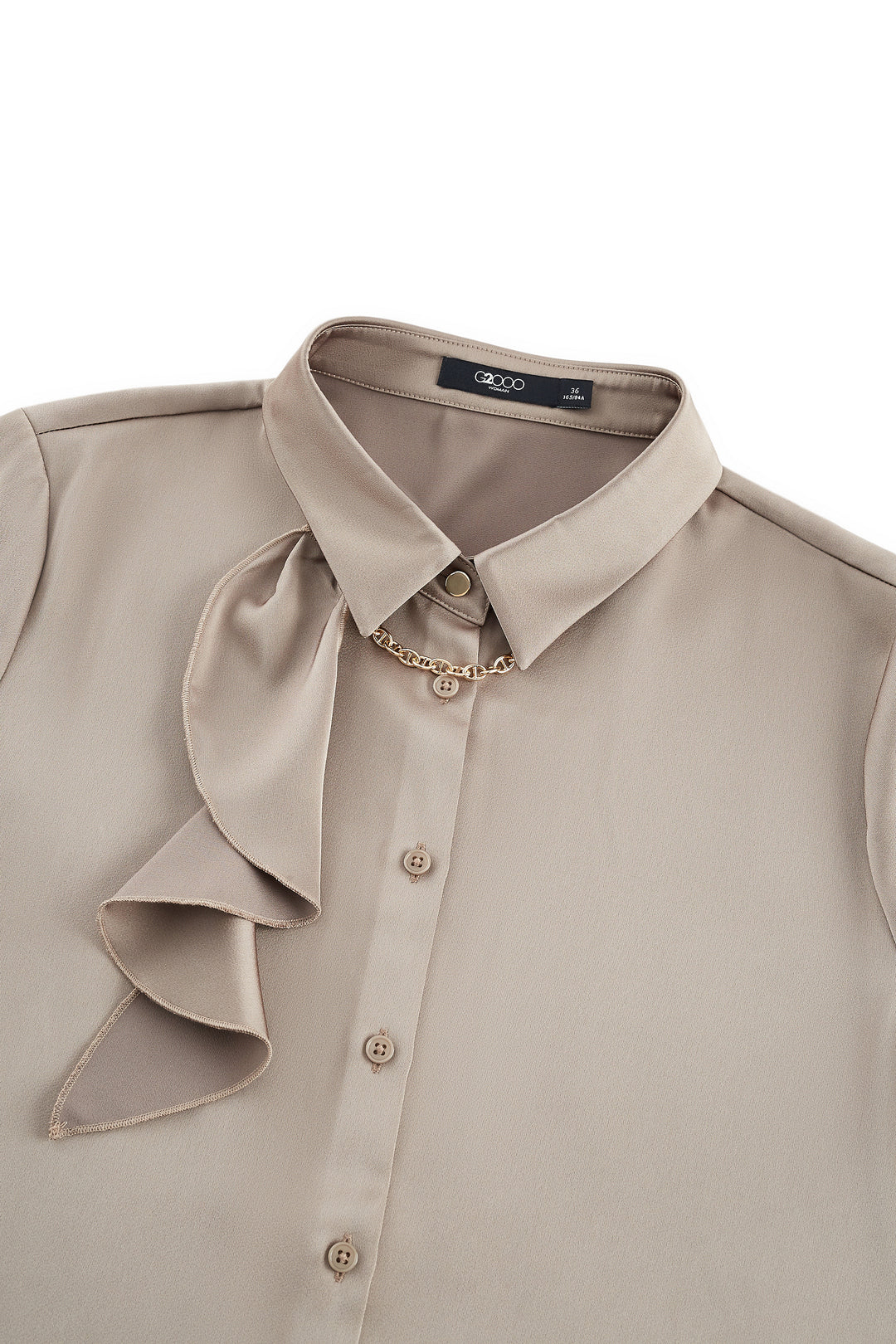 Satin 恤衫領襯衫(配可拆式絲巾項鍊)