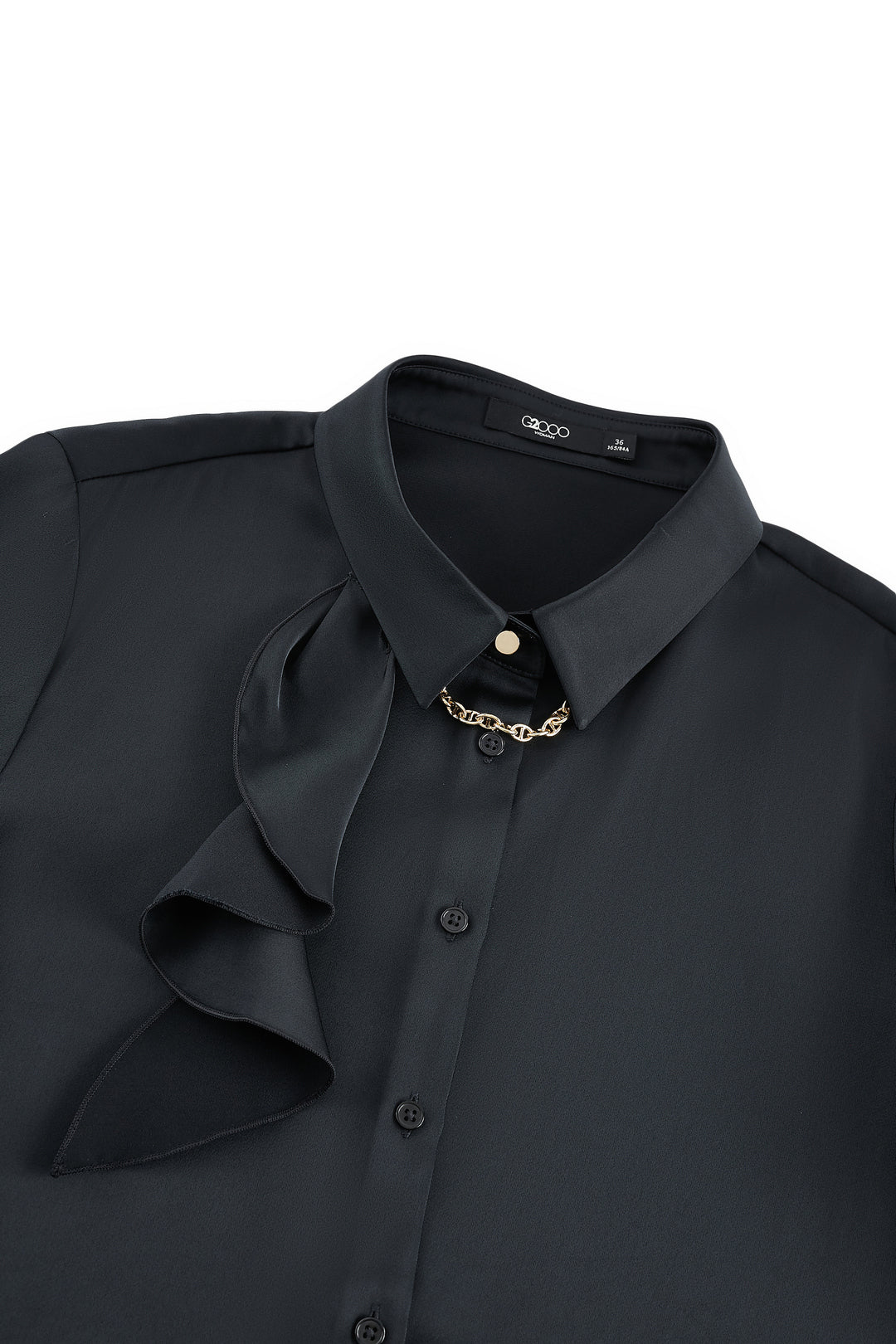 Satin 恤衫領襯衫(配可拆式絲巾項鍊)