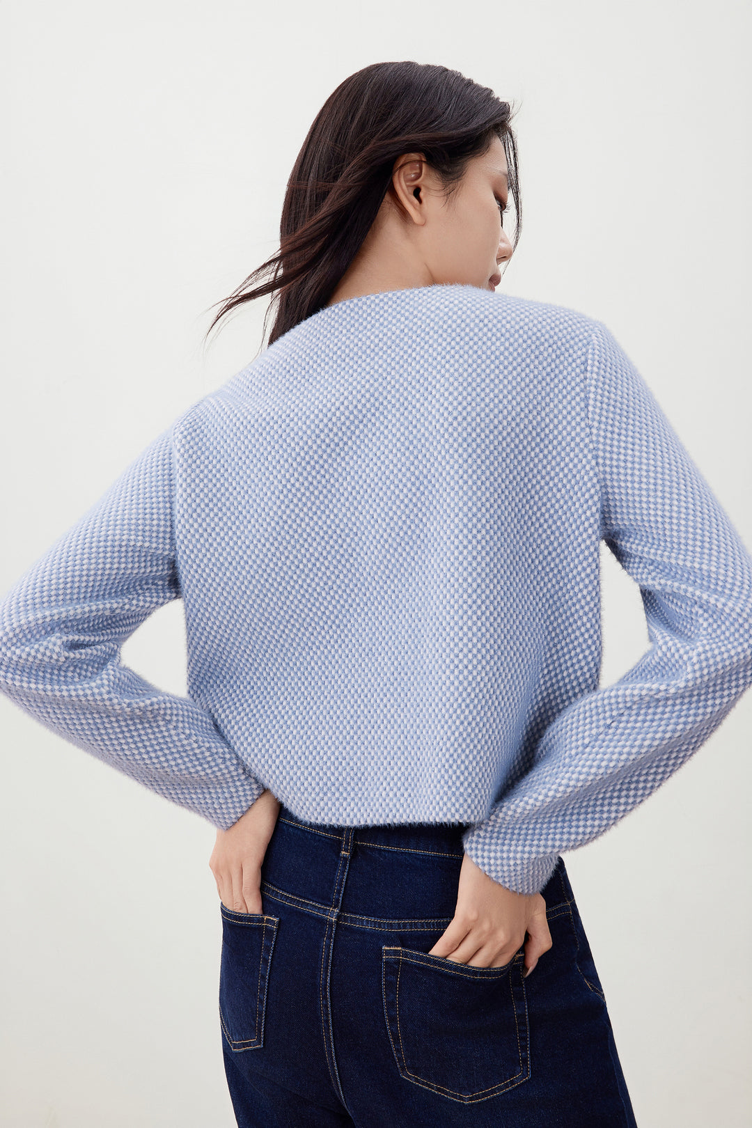 圓領長袖切駁衫