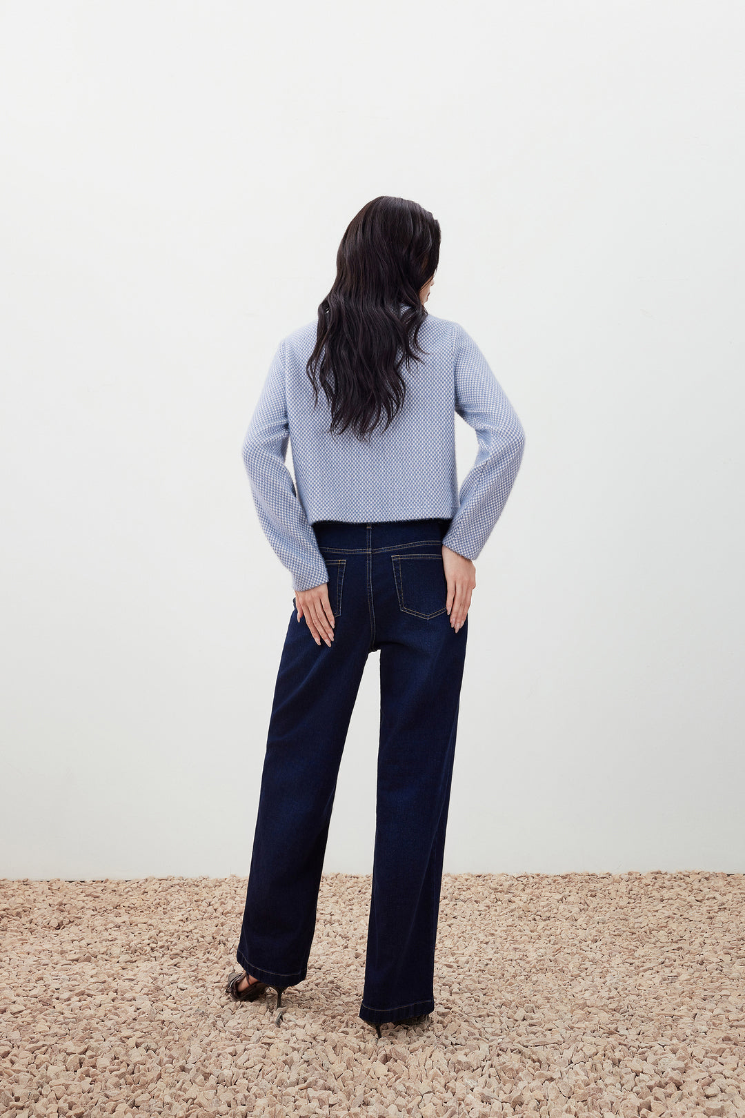 圓領長袖切駁衫