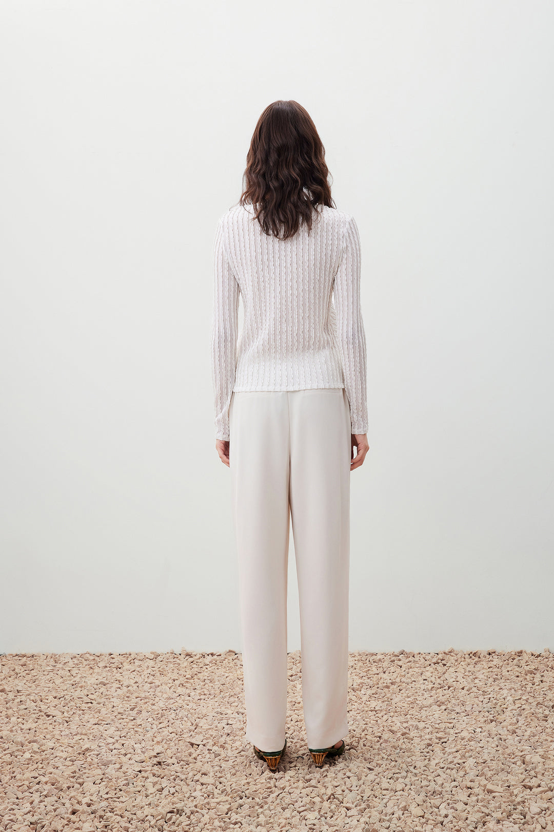 圓領長袖切駁衫