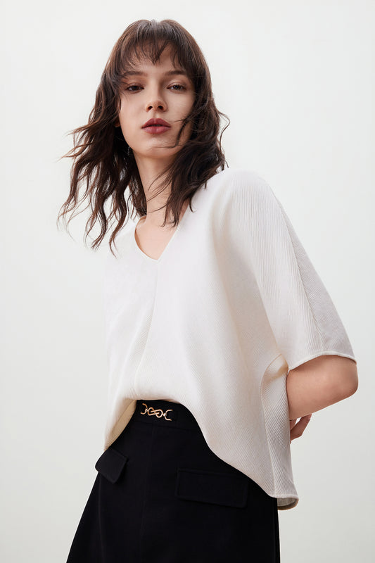 G2000 WOMAN-v-neck-cap-sleeve-short-sleeve-blouse-56246450-Beige